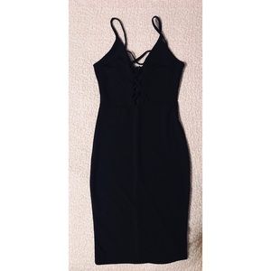 Black Bodycon Open V Dress